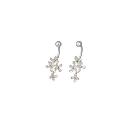 999 Fine Silver Floral U-Shaped Screw Back Earrings