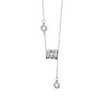 999 Fine Silver Unique Design Lucky Bead Pave CZ Necklace