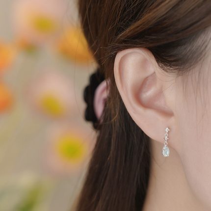 999 Fine Silver Personalized Teardrop CZ Stud Earrings - Image 4