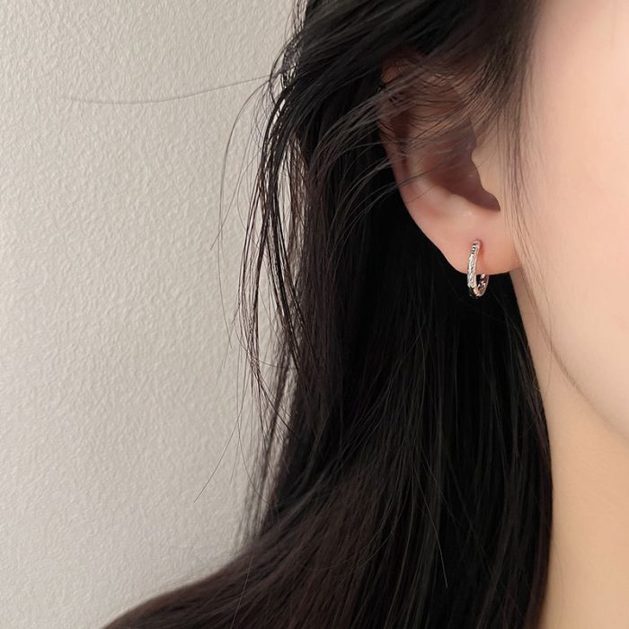925 Sterling Silver Embossed Hoop Earrings - Image 2