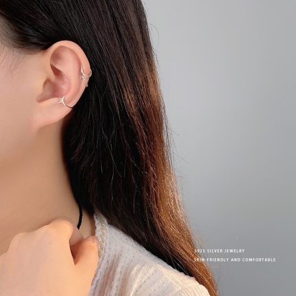 925 Sterling Silver Tetragram Ear Cuffs No Piercing Earrings - Image 3