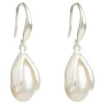 925 Sterling Silver Hoop Earrings Pearl Earrings Vintage Style