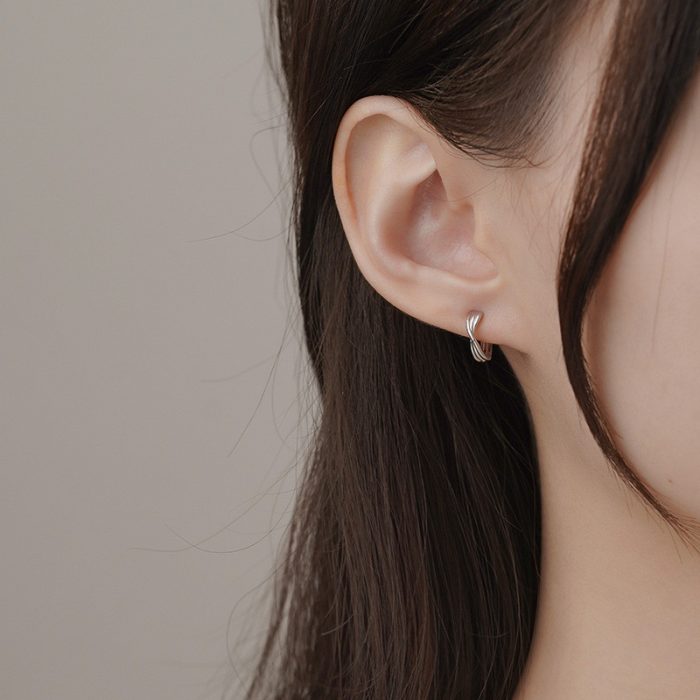 999 Fine Silver Personalized Twisted Stripe Hoop Earrings - Image 2