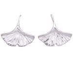 925 Sterling Silver Fresh Ginkgo Leaf Stud Earrings