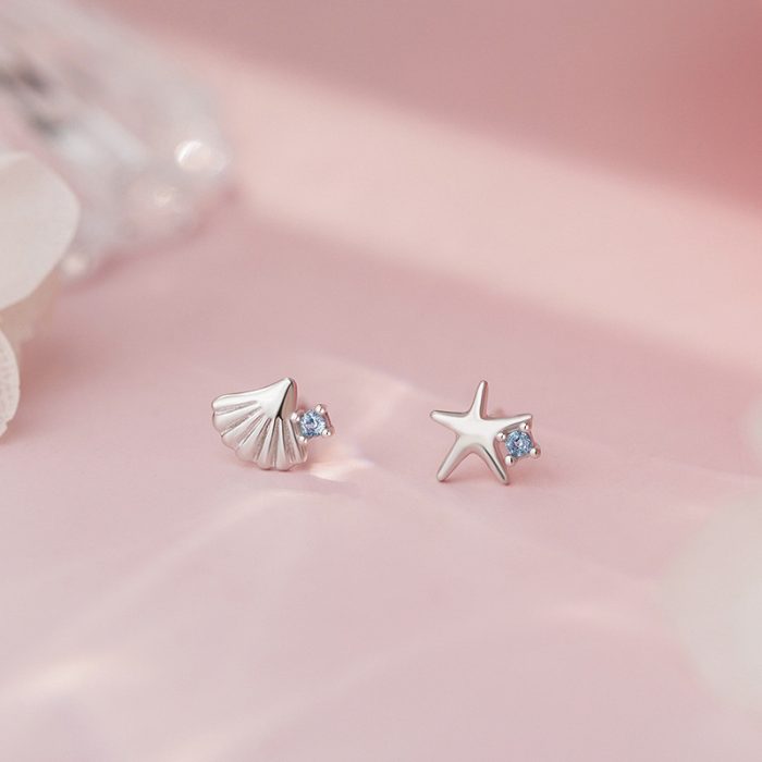 999 Fine Silver Starfish Shell Stud Earrings - Image 6