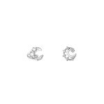 999 Fine Silver Needle Bestseller Moon Planet Stud Earrings