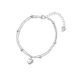 925 Sterling Silver Heart Double Layer Bracelet
