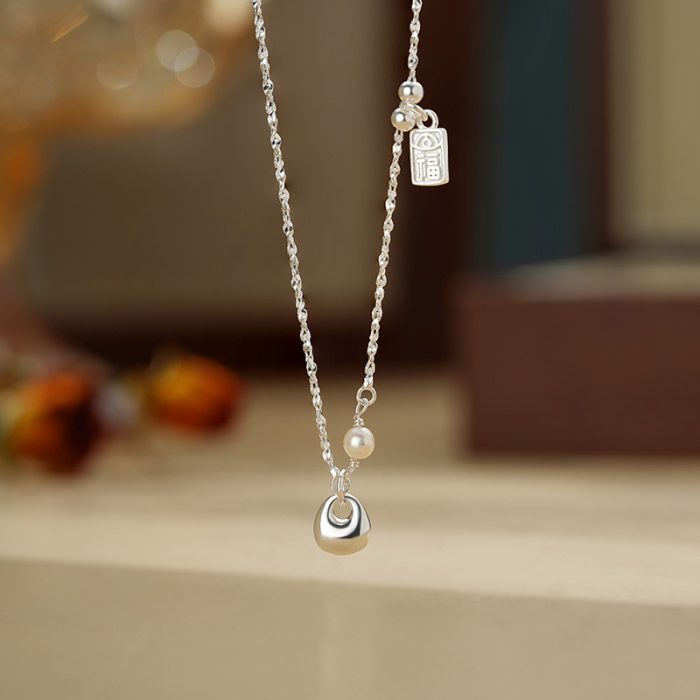 999 Fine Silver Chinese Style Chubby Fortune Tag Necklace - Image 5