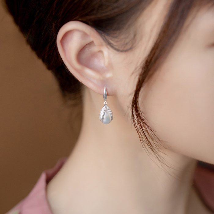 925 Sterling Silver Hoop Earrings Pearl Earrings Vintage Style - Image 2