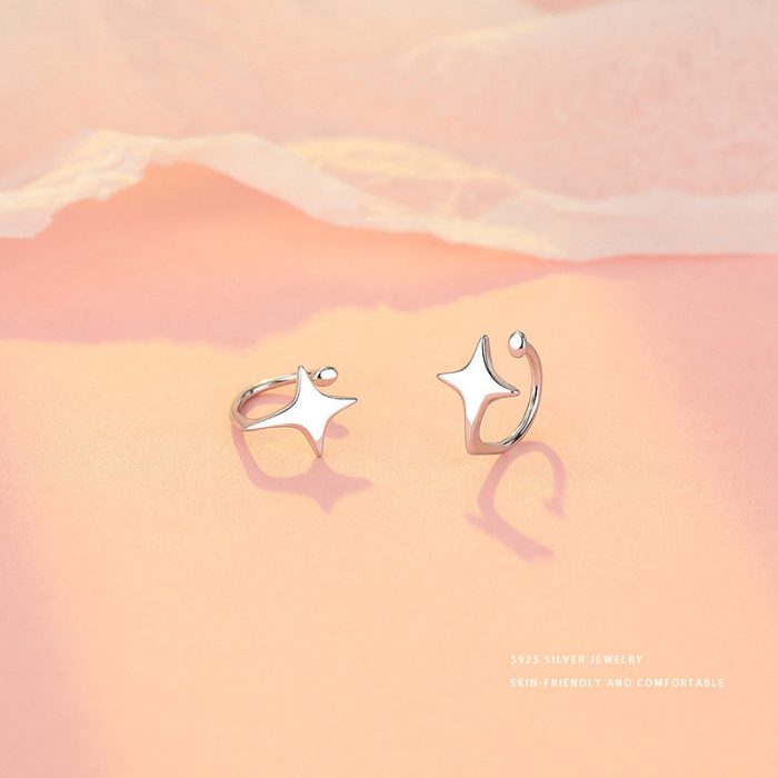 925 Sterling Silver Tetragram Ear Cuffs No Piercing Earrings - Image 4
