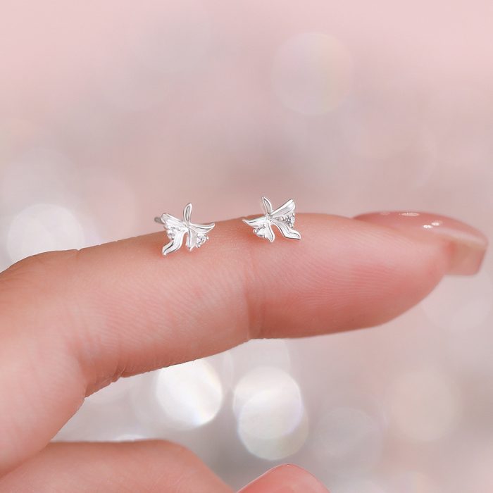999 Fine Silver Premium Sweet Orchid Stud Earrings - Image 5