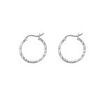 925 Sterling Silver Elegant Twisted Texture Sparkling Diamond Cut Hoop Earrings