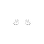 999 Fine Silver Hollow Cat Stud Earrings