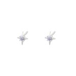 999 Fine Silver Premium Tetragram CZ Stud Earrings