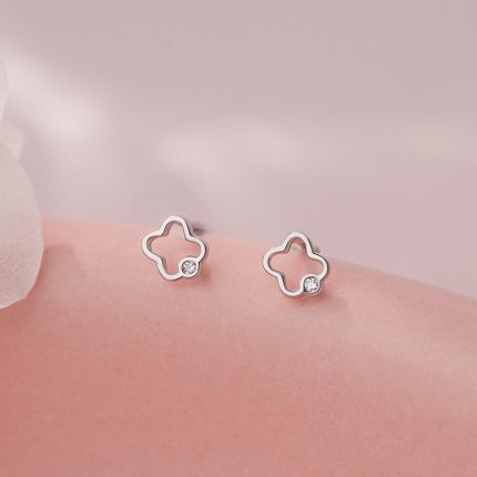 999 Fine Silver Lucky Four Leaf Clover Stud Earrings - Image 6