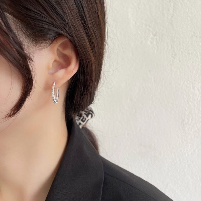Full 925 Sterling Silver Galaxy Like Hoop Earrings - Image 2