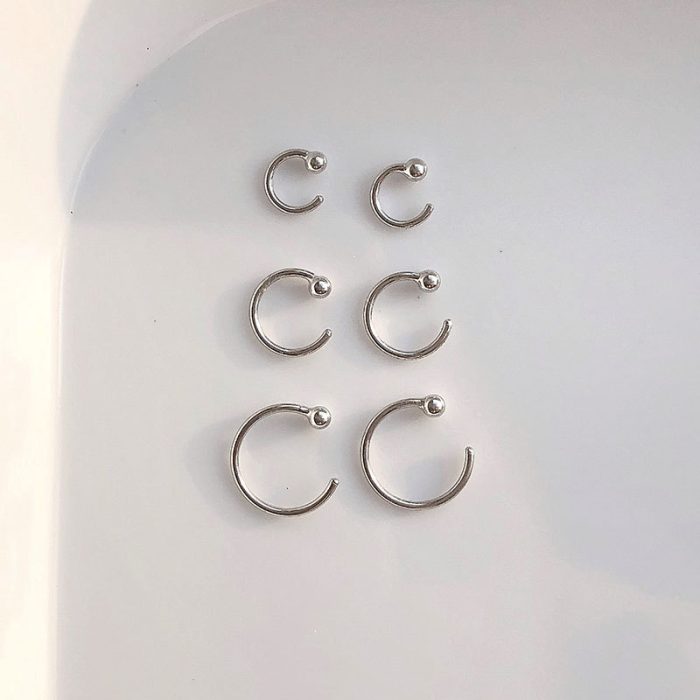 925 Sterling Silver Round Ball Hoop Earrings - Image 5