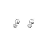 999 Fine Silver Round CZ Screw Back Earrings