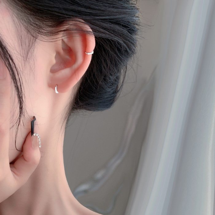 925 Sterling Silver Hoop Earrings Honeycomb Hexagon Sparkling Hoops - Image 4