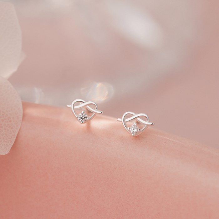 925 Sterling Silver Cute Cookie Heart Stud Earrings - Image 4