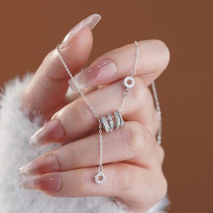 999 Fine Silver Slim Waist Pave CZ Necklace - Image 5