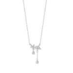 999 Fine Silver Elegant Floral Lily of the Valley Tassel Necklace