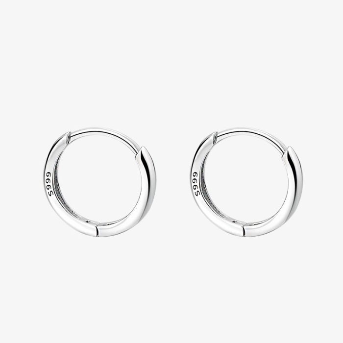 999 Fine Silver Minimalist Hoop Earrings - Image 4