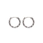 925 Sterling Silver Minimalist Line Plaid Hoop Earrings