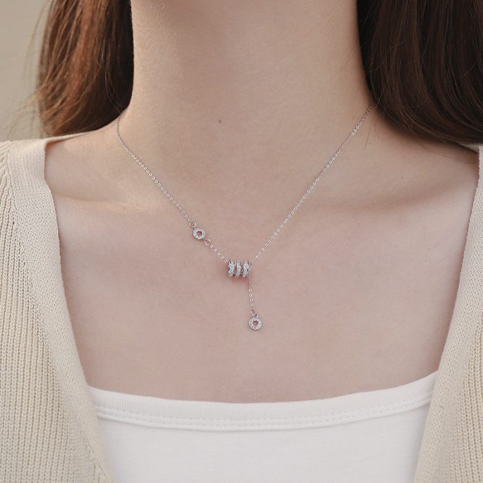 999 Fine Silver Unique Design Lucky Bead Pave CZ Necklace - Image 2