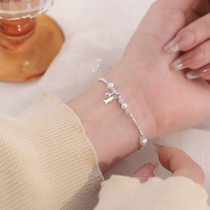 925 Sterling Silver Fish Pearl Bracelet - Image 4