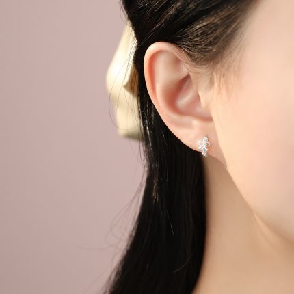 925 Sterling Silver Japanese Hollow Bow Hoop Earrings - Image 3