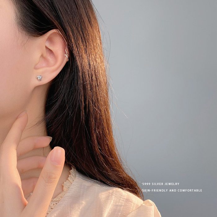 999 Fine Silver Knot Screw Back Earrings - Image 5