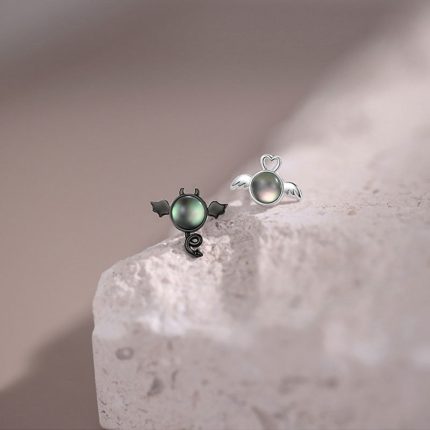 925 Sterling Silver Angel and Devil Unique Design Stud Earrings - Image 5
