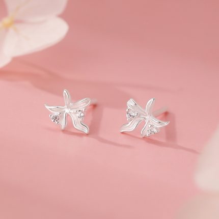 999 Fine Silver Premium Sweet Orchid Stud Earrings - Image 4