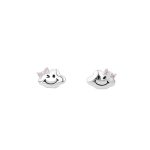 999 Fine Silver Cloud Smiley Face Stud Earrings