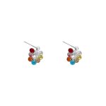 925 Sterling Silver Cute Dopamine Color CZ Stud Earrings