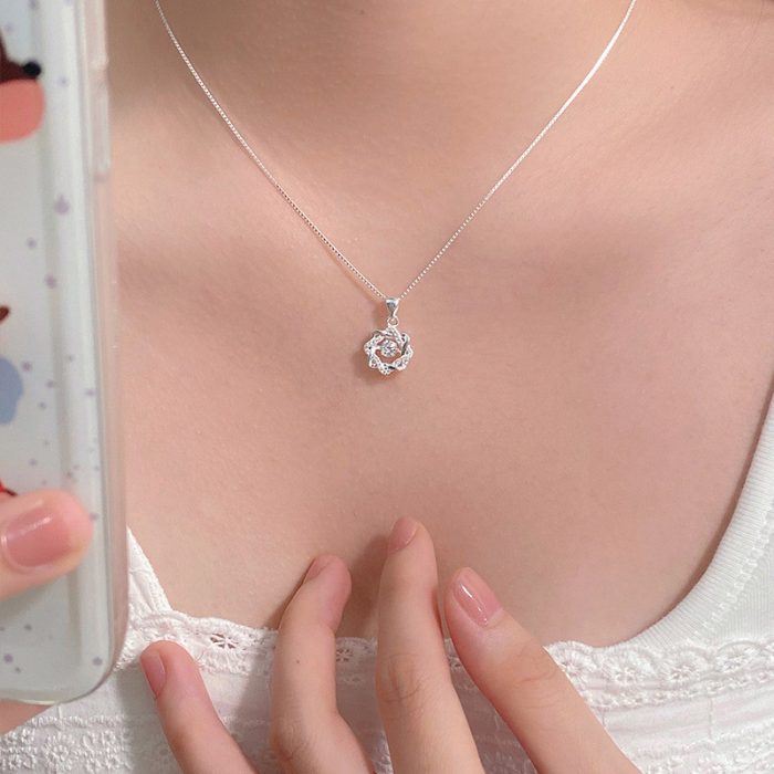 999 Fine Silver Twisted Sparkling CZ Necklace - Image 2