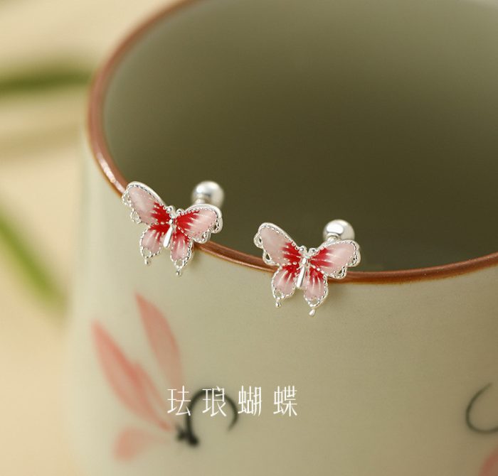 999 Fine Silver Butterfly Screw Back Earrings - Image 4
